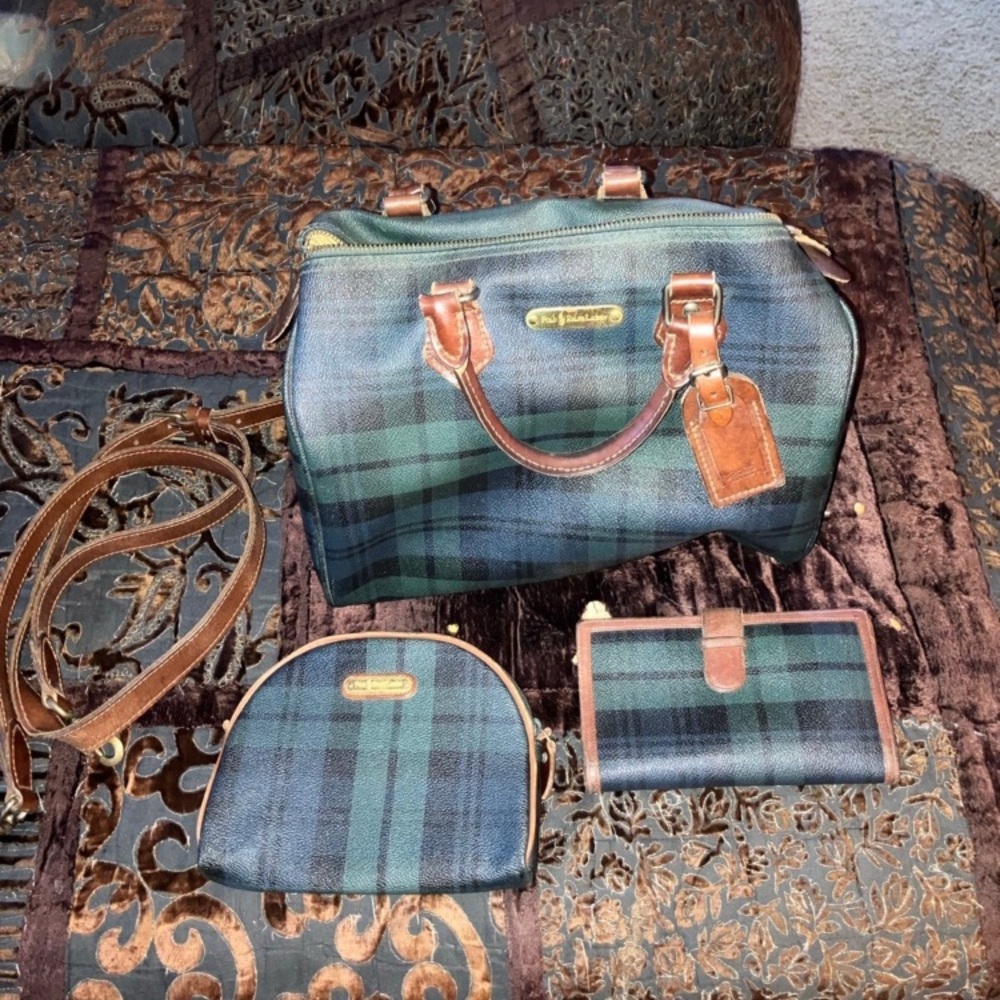 Ralph Lauren Black Watch Plaid Speedy Bag with Cosmetic Case, Wallet, ext strap